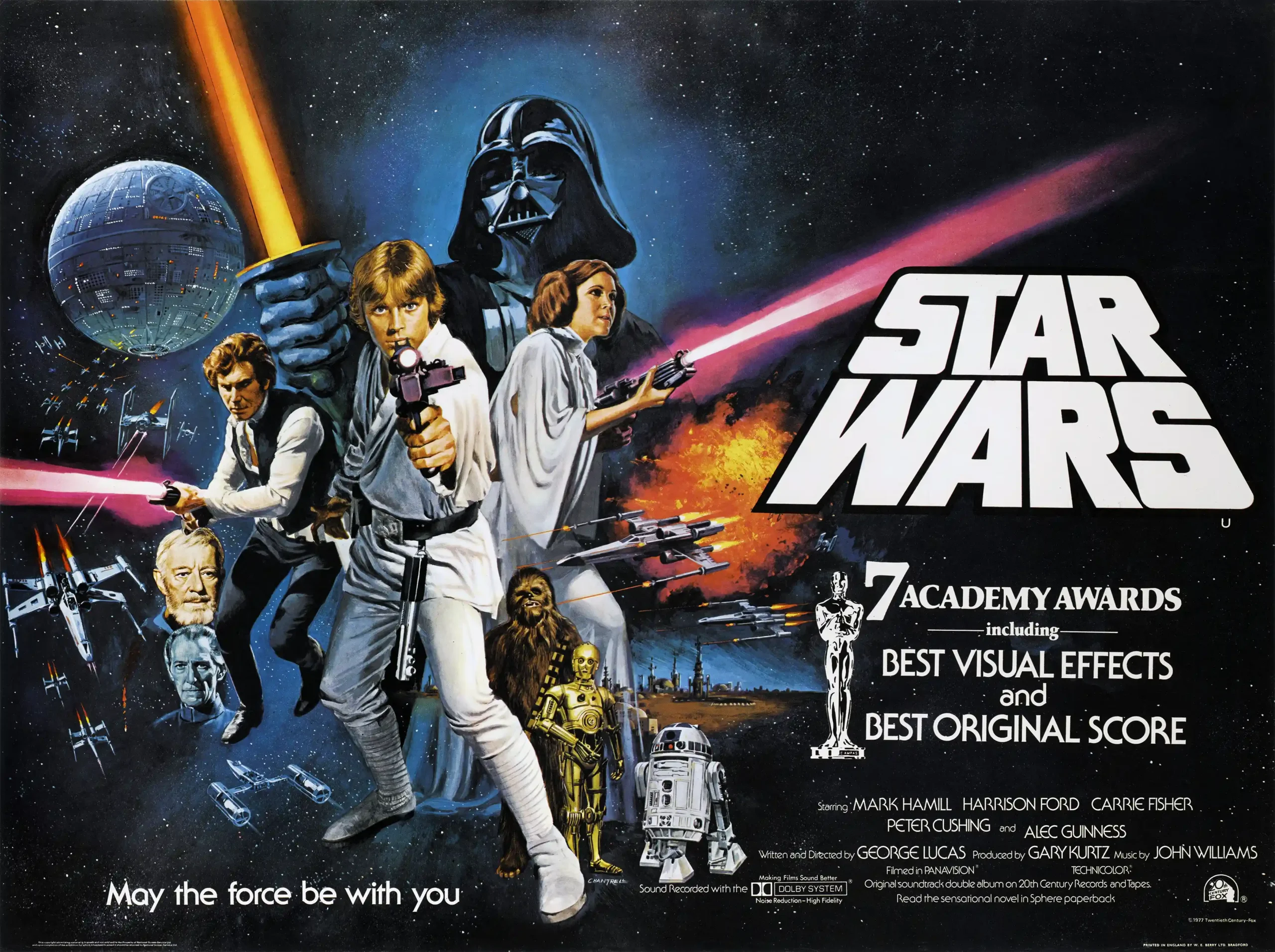 Star Wars: A New Hope (1977) Movie Poster – 1977 Original Theatrical Poster (Style A): Vintage Sci-Fi Wall Art Print