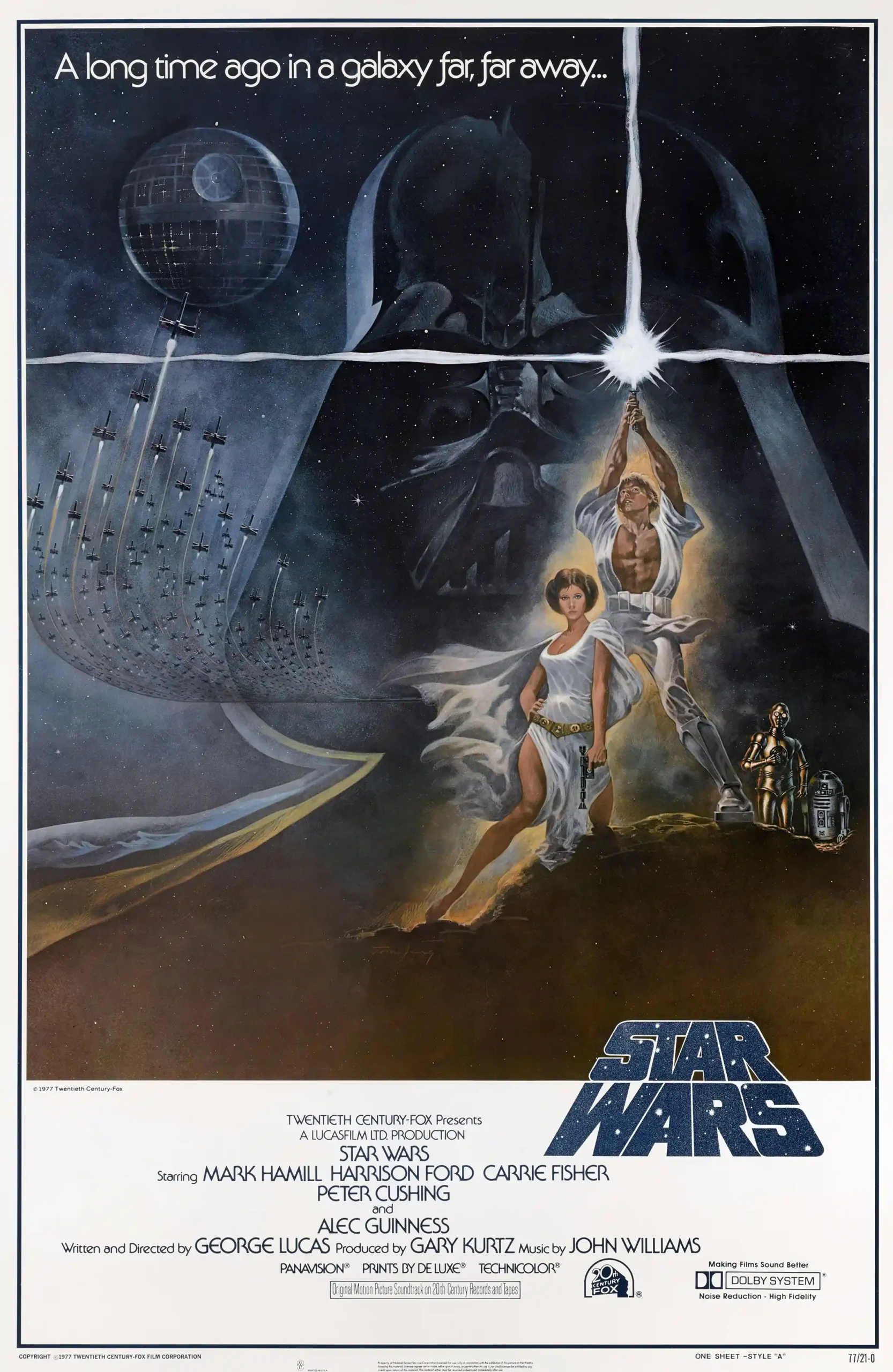 Star Wars: A New Hope Movie Poster – 1977 Original Theatrical Poster (Style C): Vintage Sci-Fi Wall Art Print