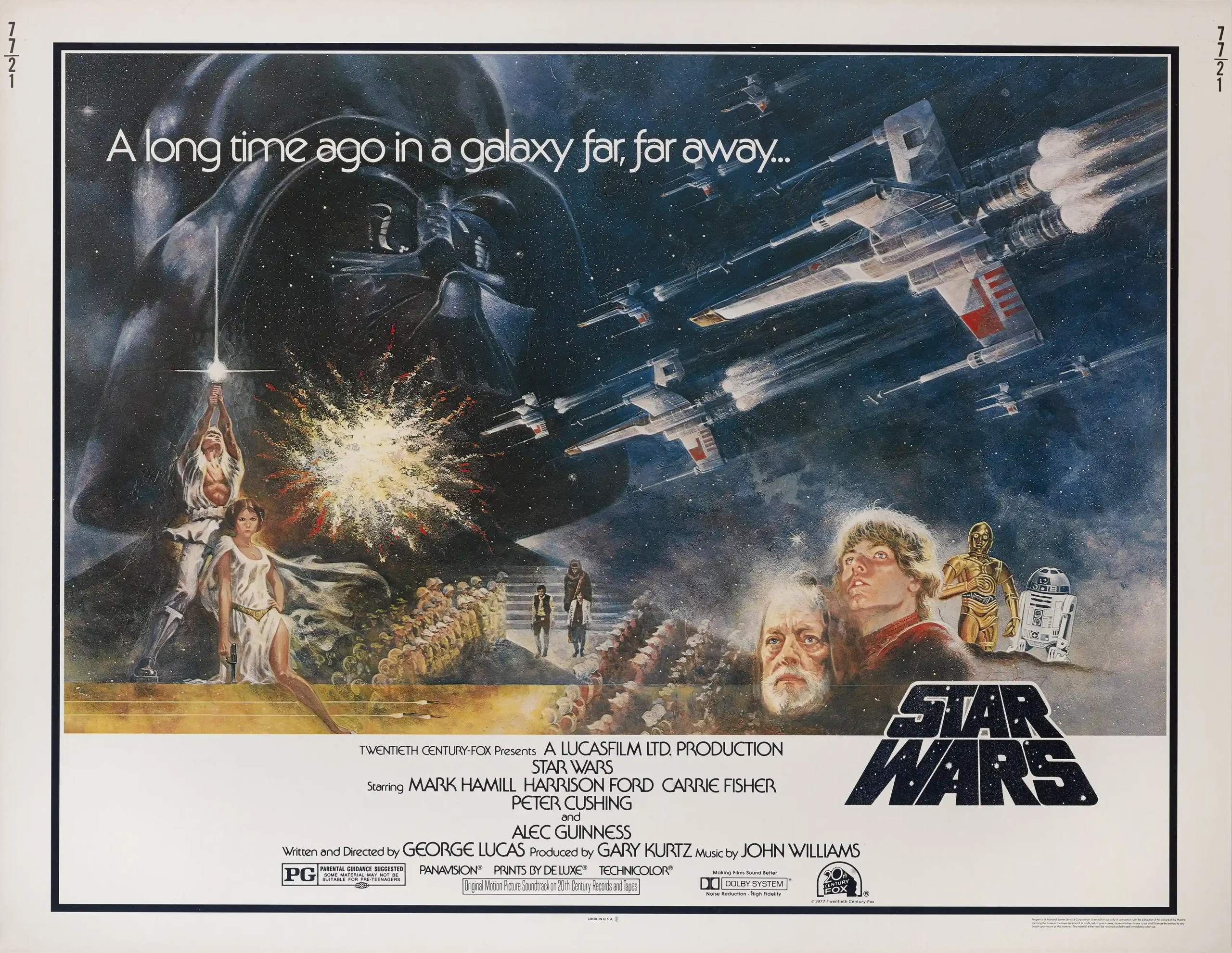 Star Wars: A New Hope (1977) Movie Poster – 1977 Original Theatrical Poster (Style B): Vintage Sci-Fi Wall Art Print