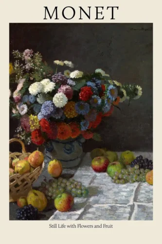 Claude Monet Still Life with Flowers and Fruit Impressionist Art Print