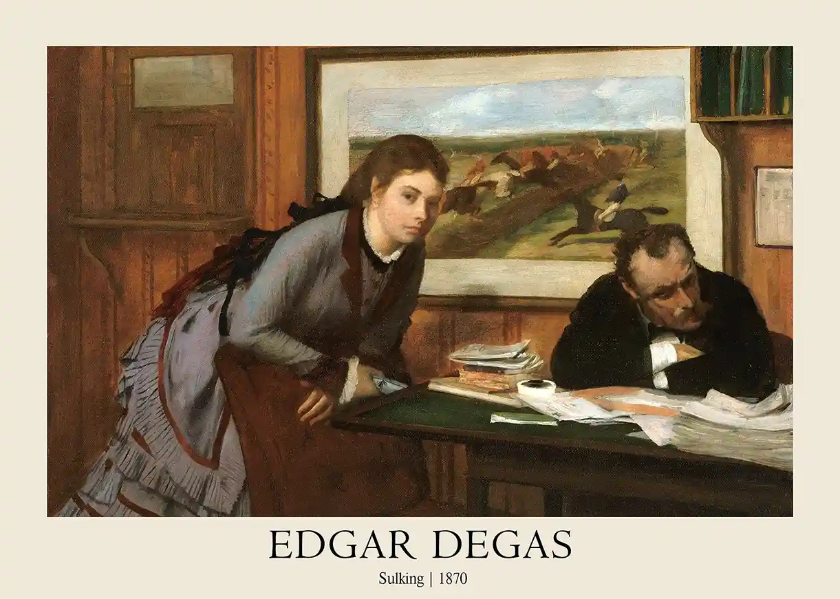 Edgar Degas "Sulking" (1870) Classic Impressionist Painting Art Poster Print