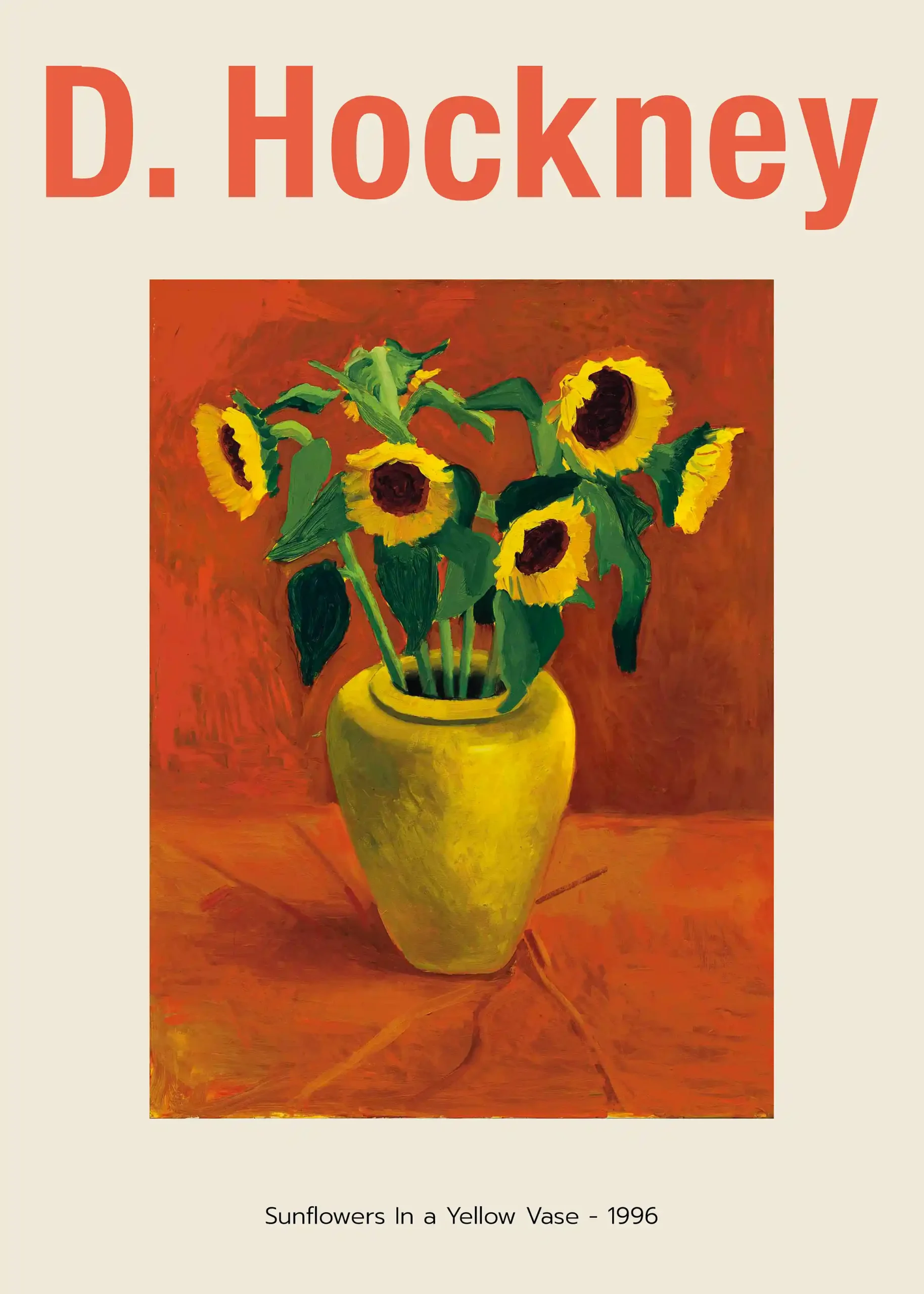 David Hockney Poster - Sunflowers In a Yellow Vase (1996) Art Print