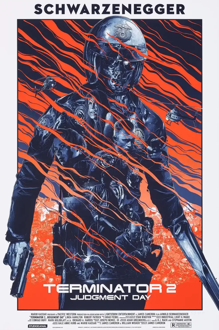 Terminator 2: Judgment Day Gabz Movie Poster - T-1000 & Future War Screen Print Art