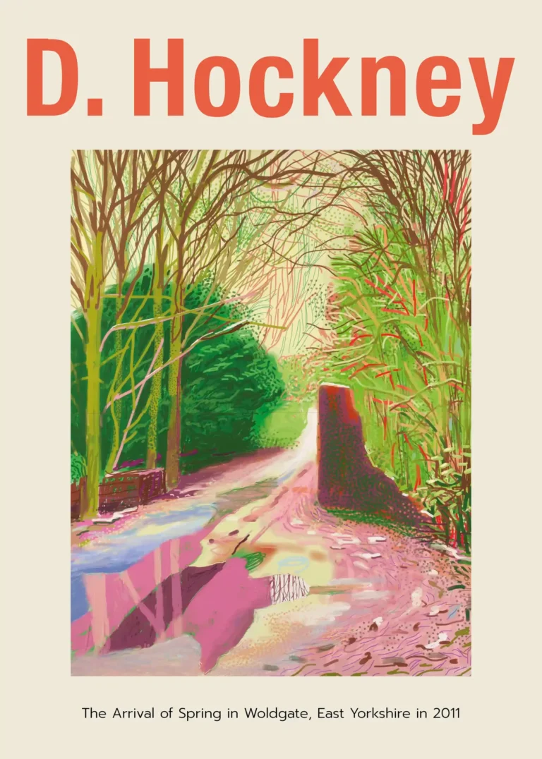 David Hockney Arrival Spring — vibrant David Hockney exhibition poster featuring the lush greens and