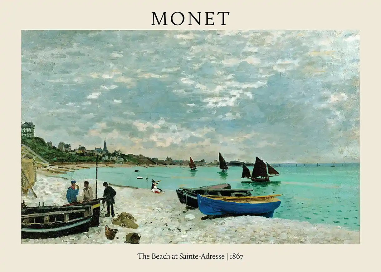 Claude Monet: The Beach at Sainte-Adresse (1867) Impressionist Canvas Poster