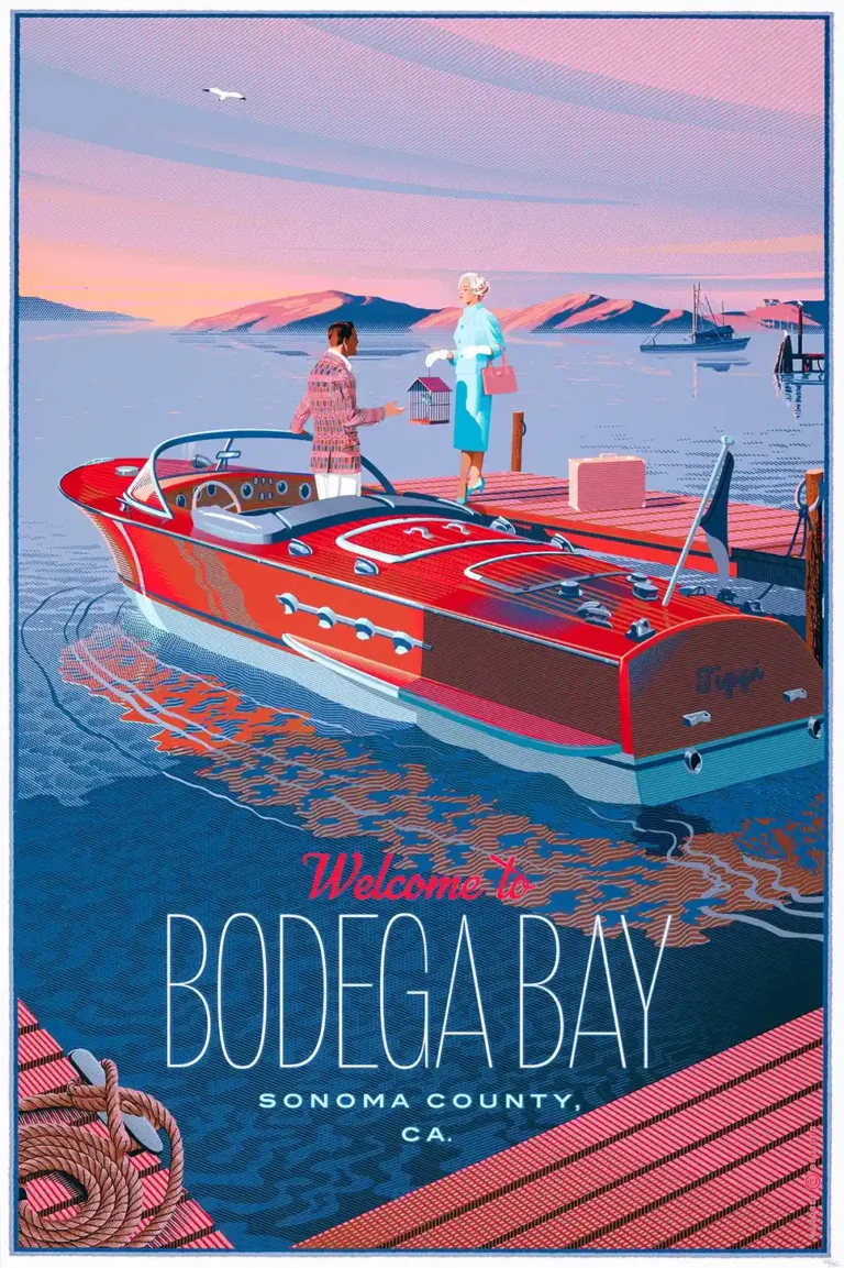 Laurent Durieux The Birds "Welcome to Bodega Bay" Movie Poster - Hitchcock Art Print