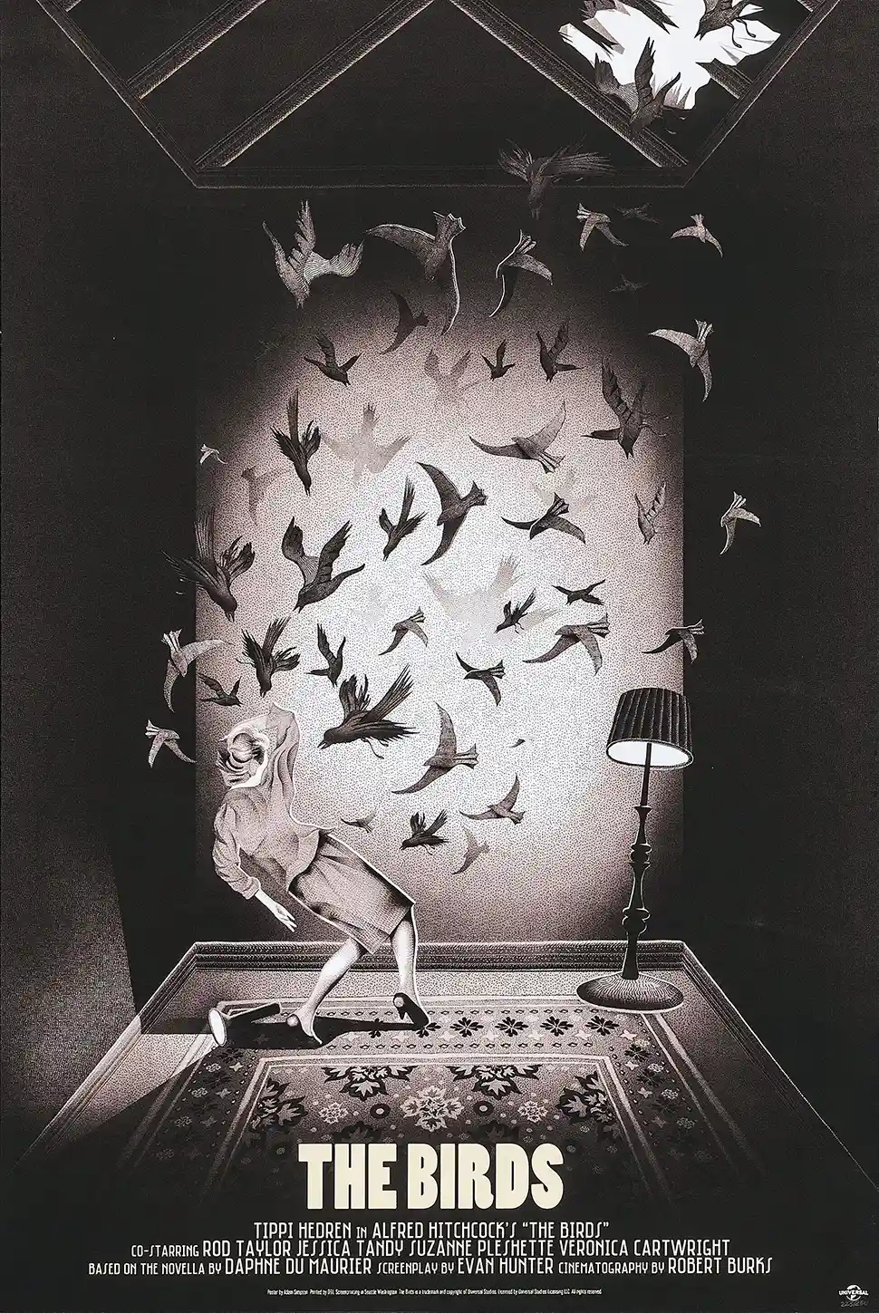 Alfred Hitchcock's The Birds Mondo Poster Art by Adam Simpson (Black & White) 3 Alfred Hitchcock's The Birds Mondo Poster Art by Adam Simpson (Black & White)