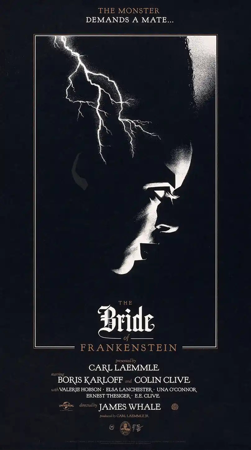 The Bride of Frankenstein Poster - Olly Moss Mondo Edition | Universal Horror Art