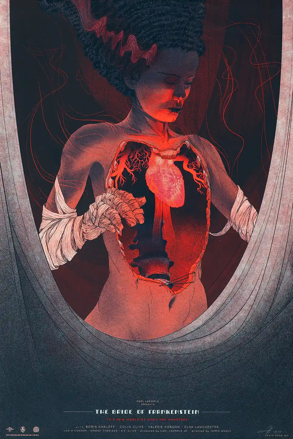 The Bride of Frankenstein Poster by Kevin Tong | Mondo Horror Movie Art Print
