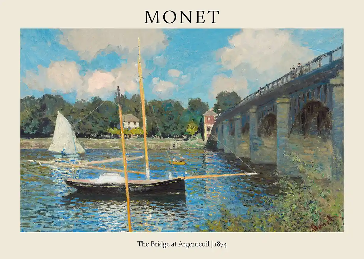 Claude Monet's The Bridge at Argenteuil (1874) Classic Impressionism Poster
