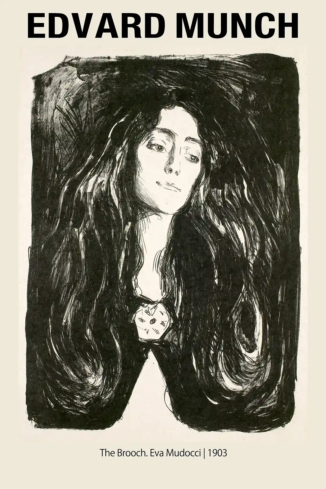 Edvard Munch 'The Brooch, Eva Mudocci' (1903) Classic Expressionist Fine Art Poster