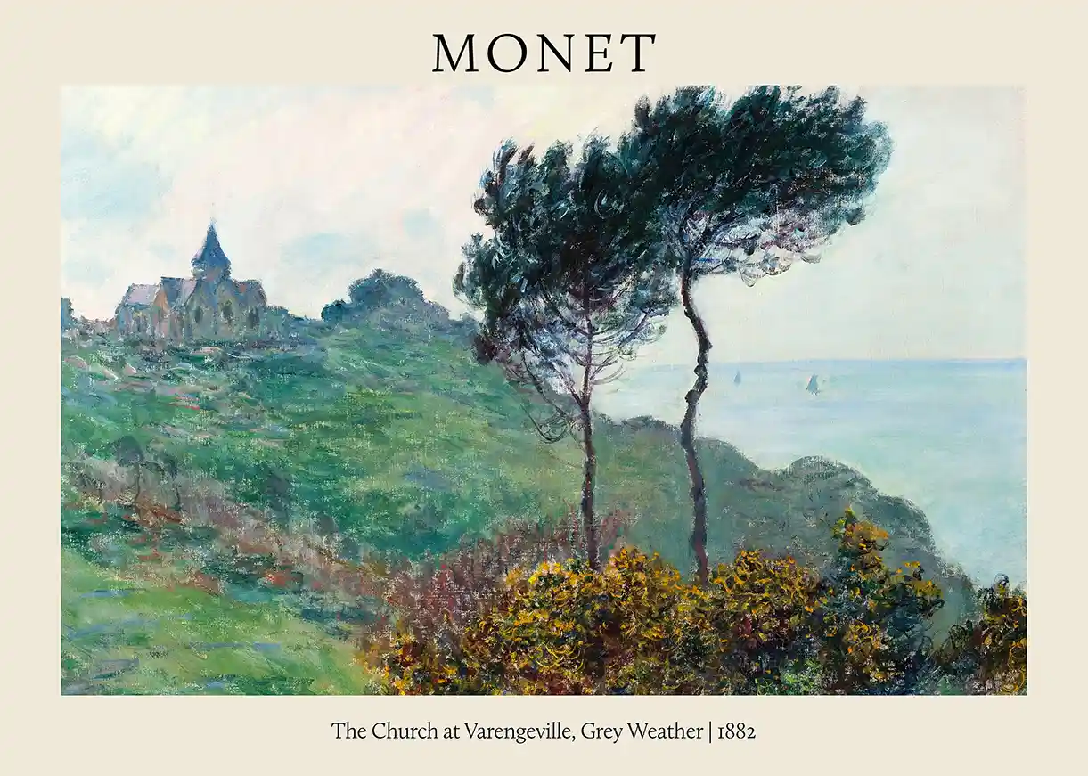 Claude Monet: The Church at Varengeville, Grey Weather (1882) Art Poster Print
