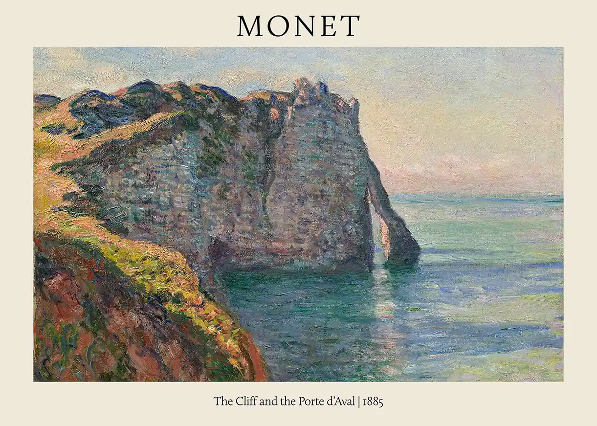 Claude Monet: The Cliff and the Porte d'Aval (1885) Impressionist Landscape Poster