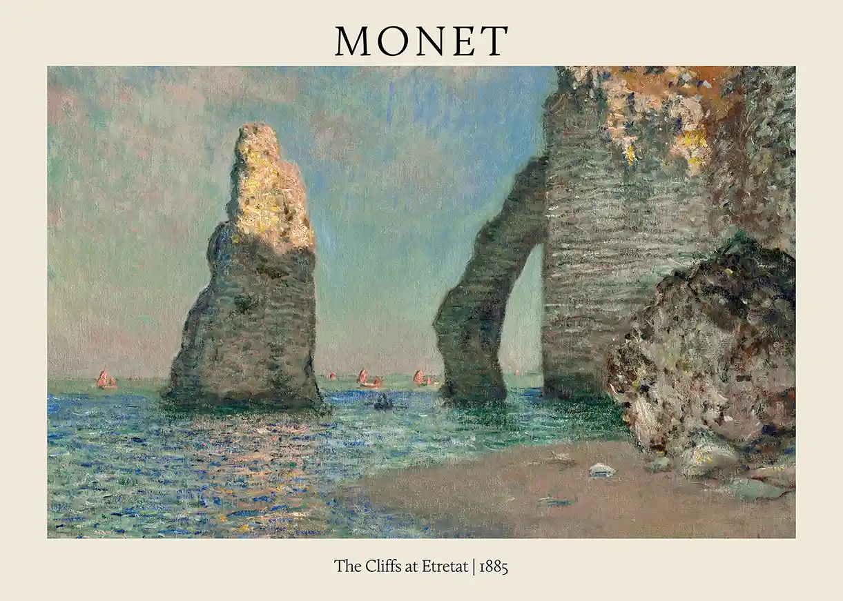 Claude Monet: The Cliffs at Etretat (1885) Impressionist Landscape Poster