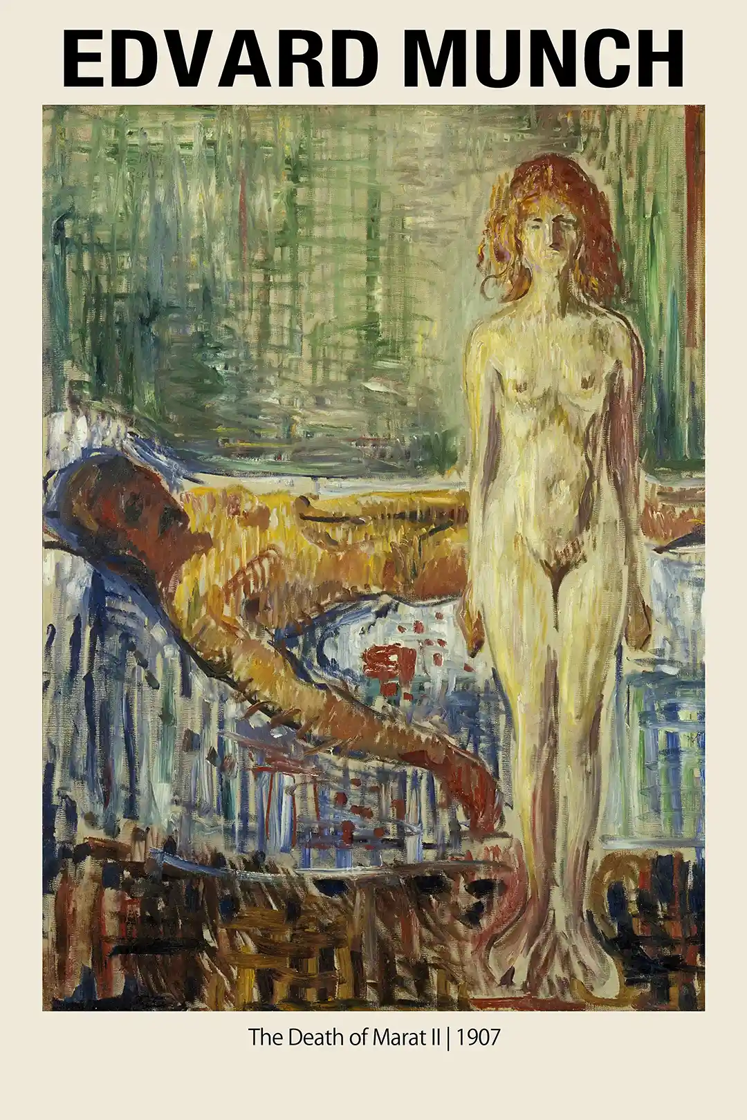Edvard Munch "The Death of Marat II" (1907) Expressionist Art Poster