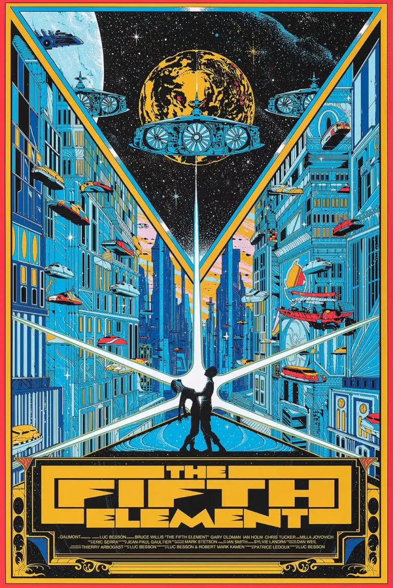 The Fifth Element Movie Poster - Neo-Futuristic Sci-Fi Art Print