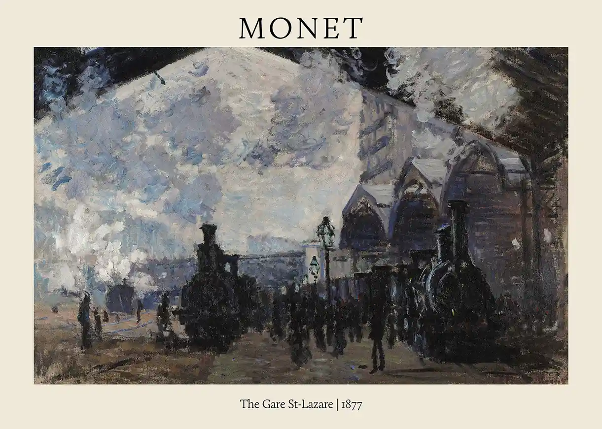 Monet's The Gare St-Lazare 1877 Print | Impressionist Train Station Art Poster