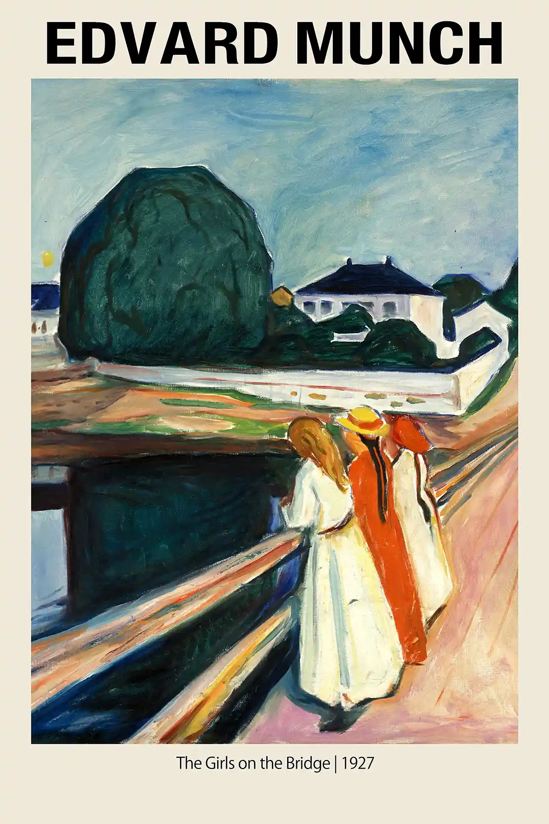 Edvard Munch 'The Girls on the Bridge' (1927) Masterpiece Poster | Expressionist Art Print