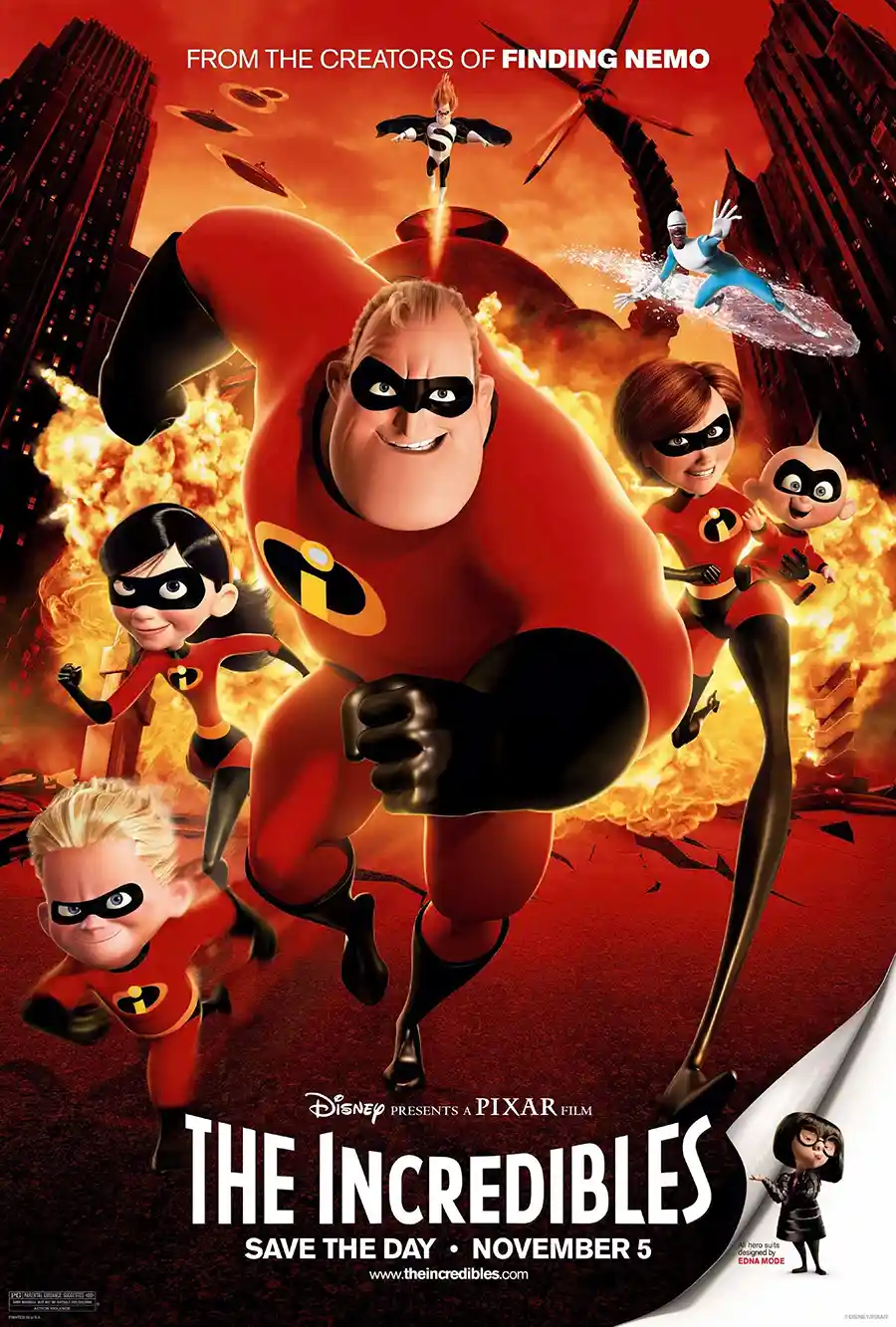 Disney Pixar The Incredibles Original Movie Poster | Parr Family Superhero Action Art