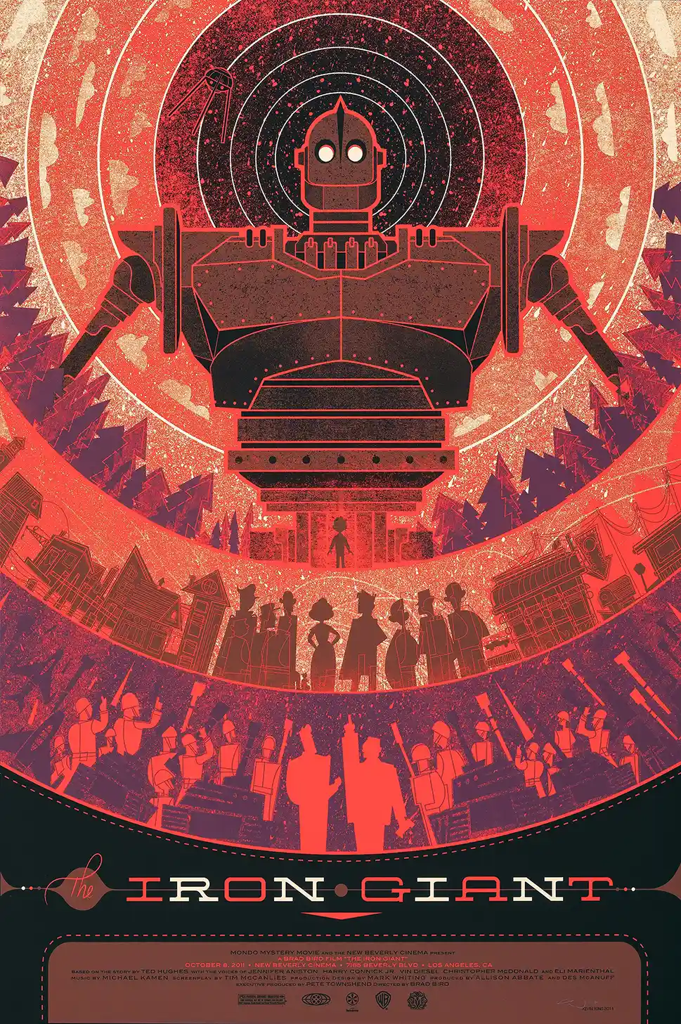 The Iron Giant Poster: Kevin Tong Mondo Red & Black Screenprint Art