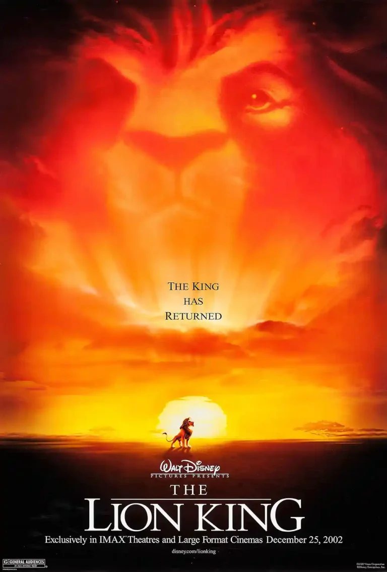 The Lion King — dramatic print featuring Simba silhouetted against a golden sunrise