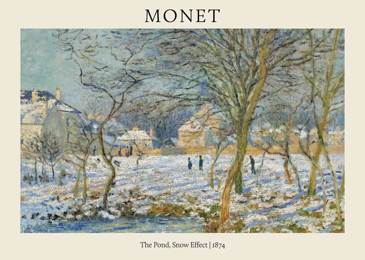Claude Monet 'The Pond, Snow Effect' (1874) Impressionist Winter Landscape Art Poster