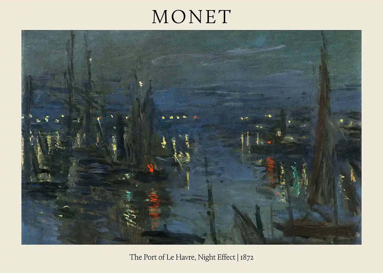 Claude Monet - The Port of Le Havre, Night Effect (1872) Impressionist Poster