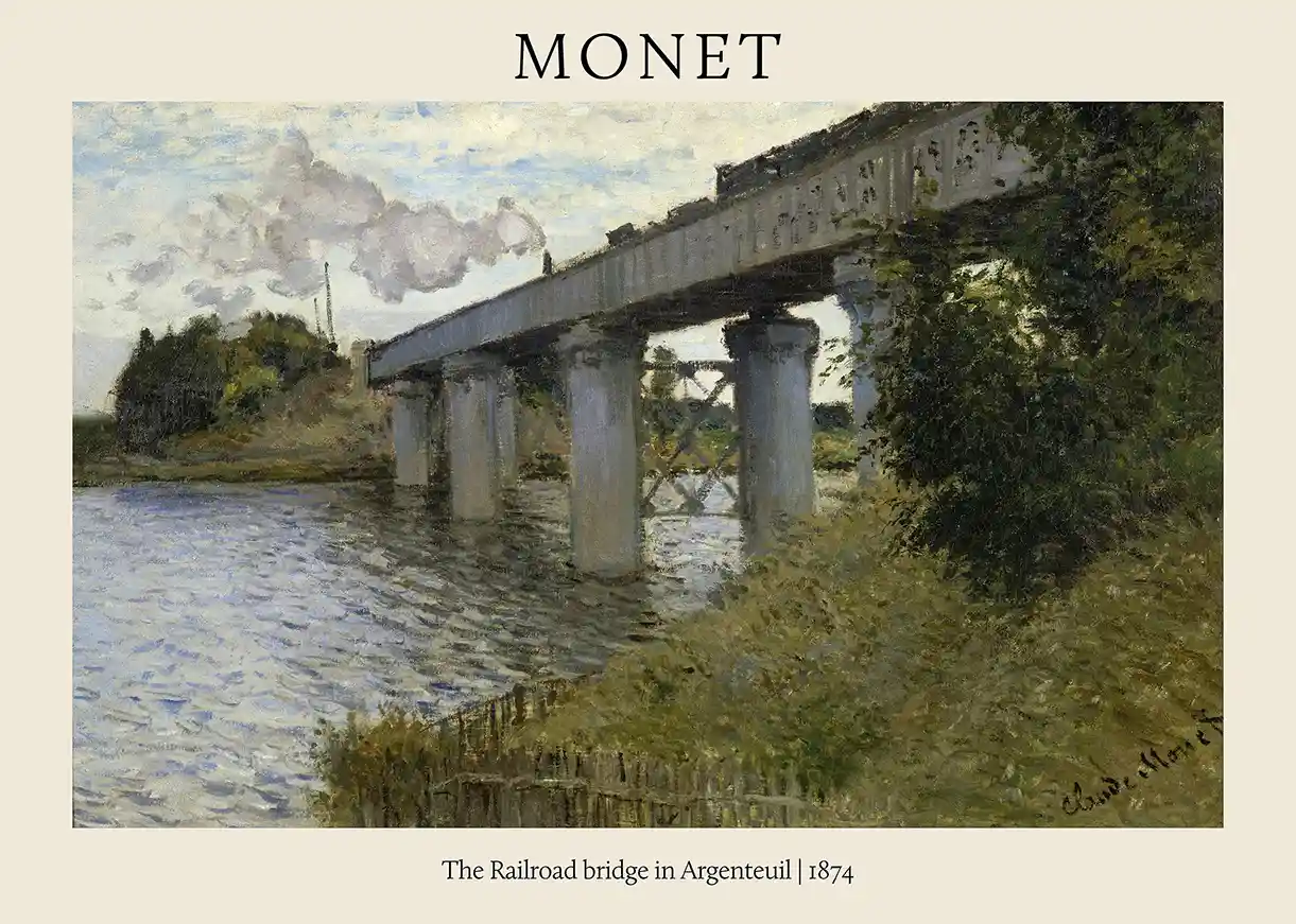 Claude Monet: The Railroad Bridge in Argenteuil (1874) Impressionist Fine Art Print