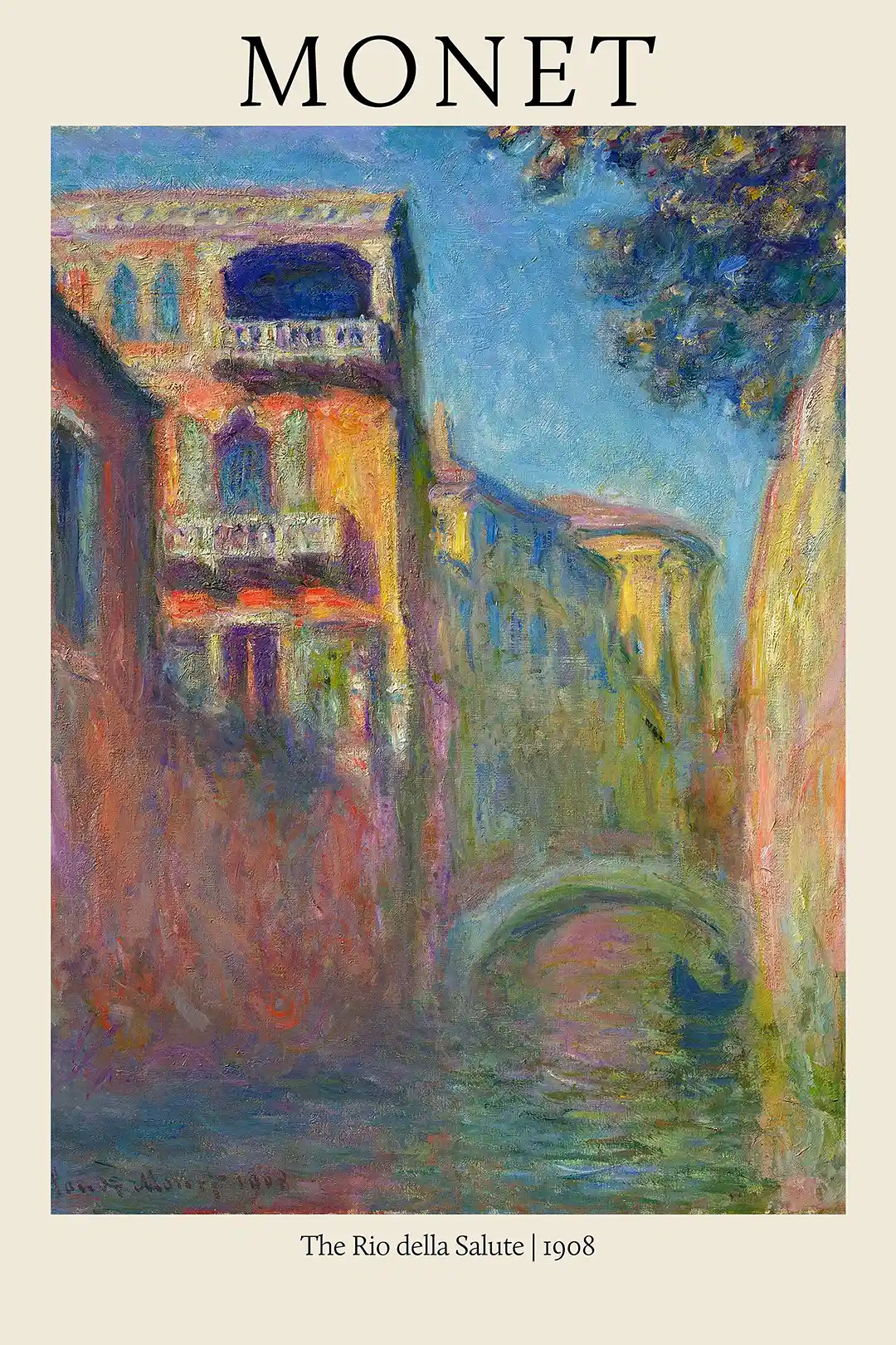 Monet's "The Rio della Salute" (1908) Venetian Canal Impressionist Poster Print