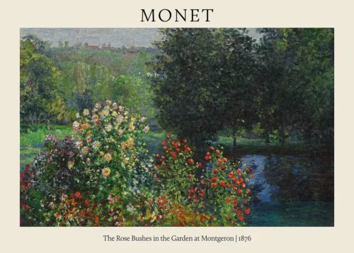 Rose Bushes in the Garden at Montgeron, 1876 Monet Art Print