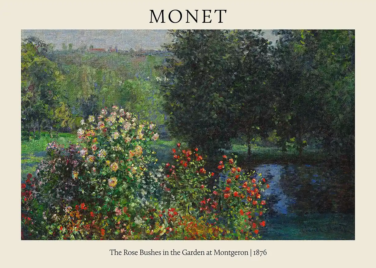 Claude Monet 'Rose Bushes in the Garden at Montgeron' (1876) Impressionism Poster