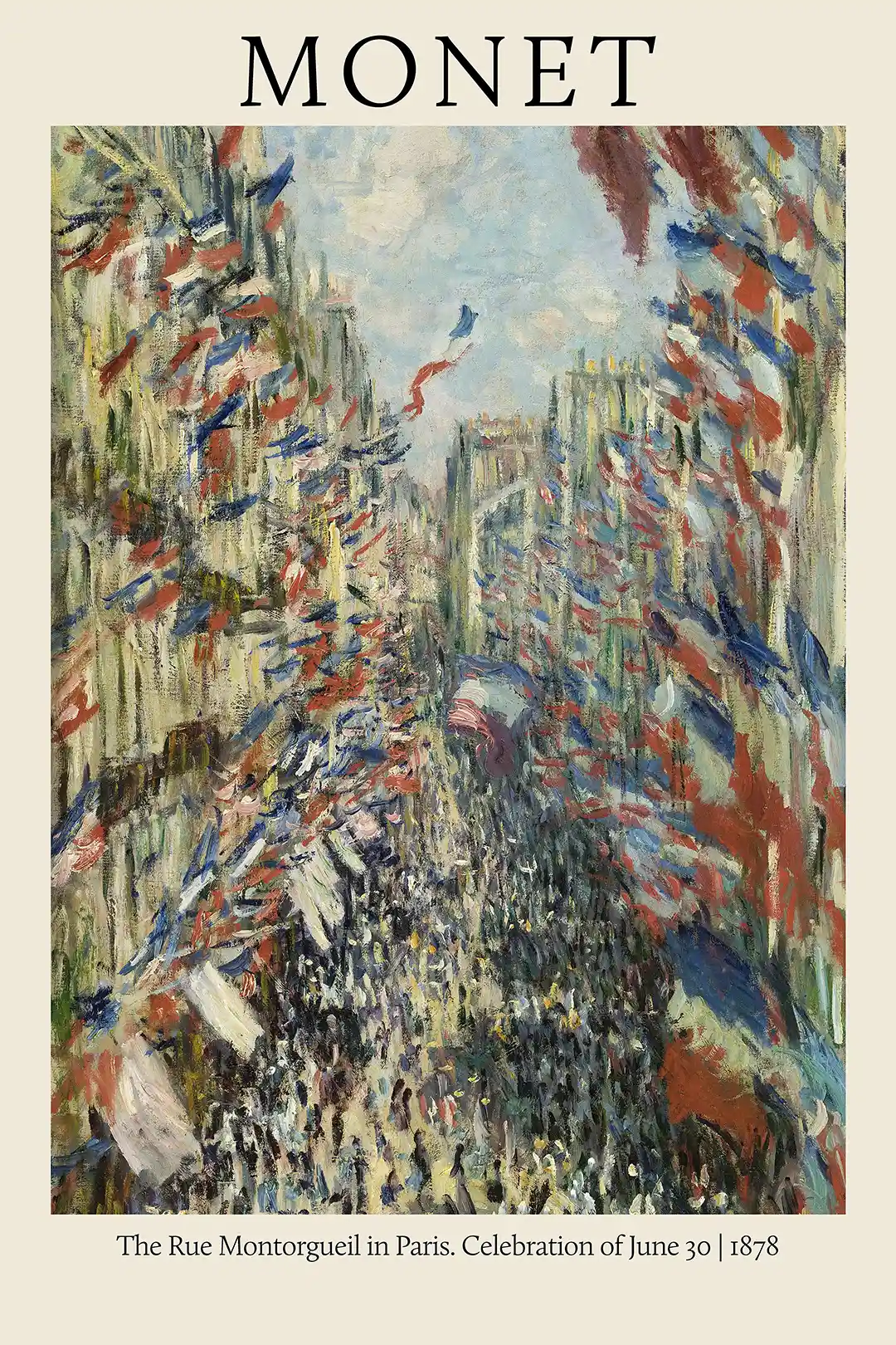 Monet's "The Rue Montorgueil in Paris, 1878" Impressionist Art Poster