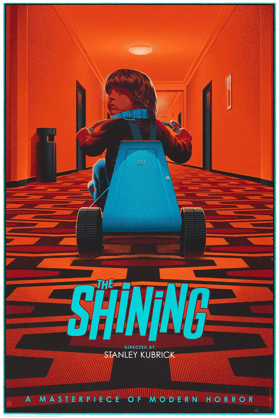 The Shining Laurent Durieux Mondo Poster - Danny on Tricycle Overlook Hotel Art Print