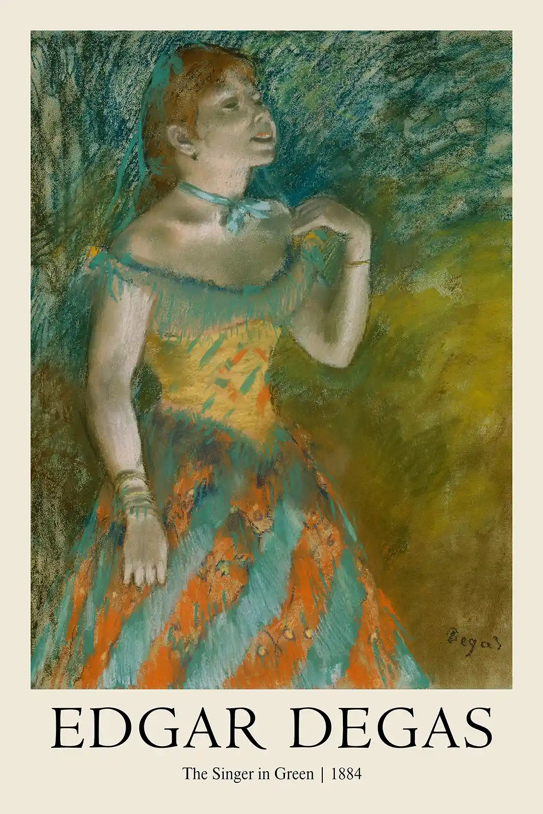 Edgar Degas "The Singer in Green" 1884 Pastel Art Print | Impressionist Poster