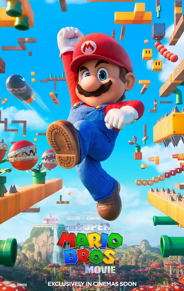 Super Mario Bros — mario leaps through a vibrant Mushroom Kingdom obstacle course