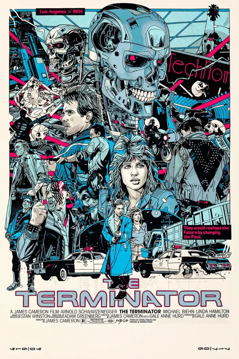 The Terminator (1984) Tyler Stout Movie Poster - Cyberpunk Sci-Fi Screen Print
