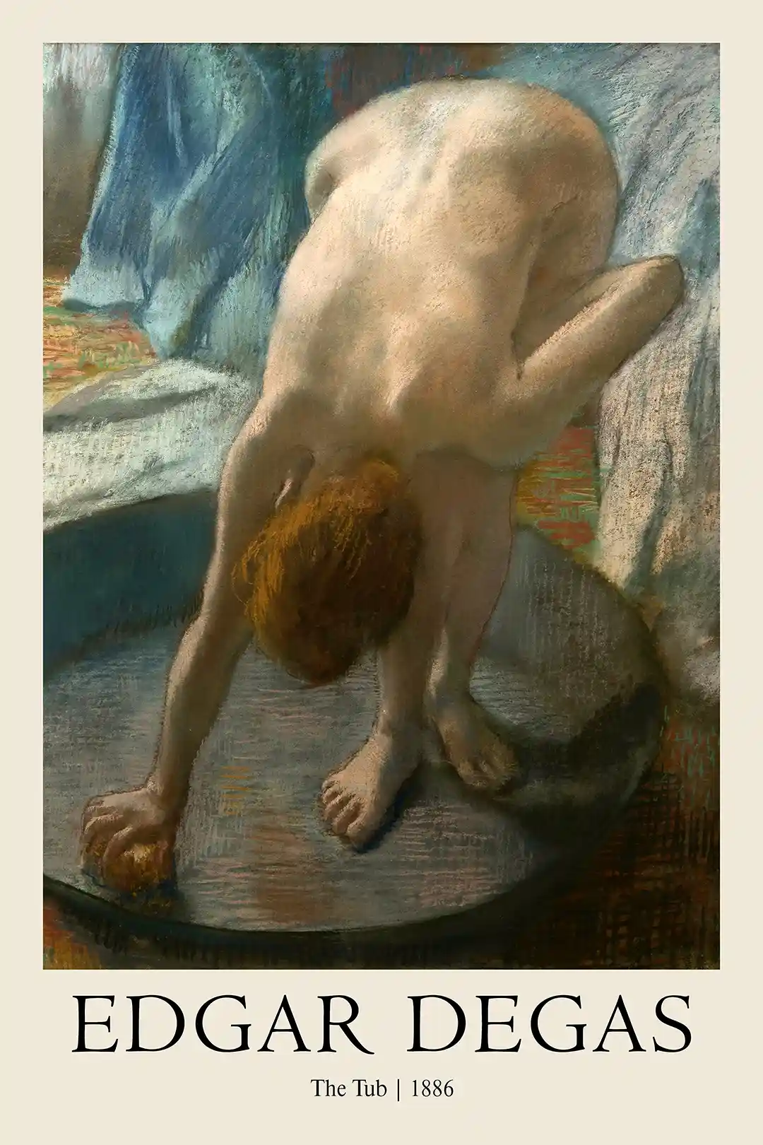 Edgar Degas 'The Tub' (1886) Pastel Art Poster | Classic Impressionist Nude Study