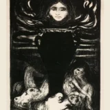 Edvard Munch, The Urn 1896 Black and White Symbolist Art Print