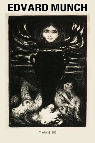 Edvard Munch, The Urn 1896 Black and White Symbolist Art Print