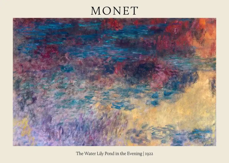 Monet Water Lily Pond — impressionist 1922 study of Giverny’s water lily pond at twilight