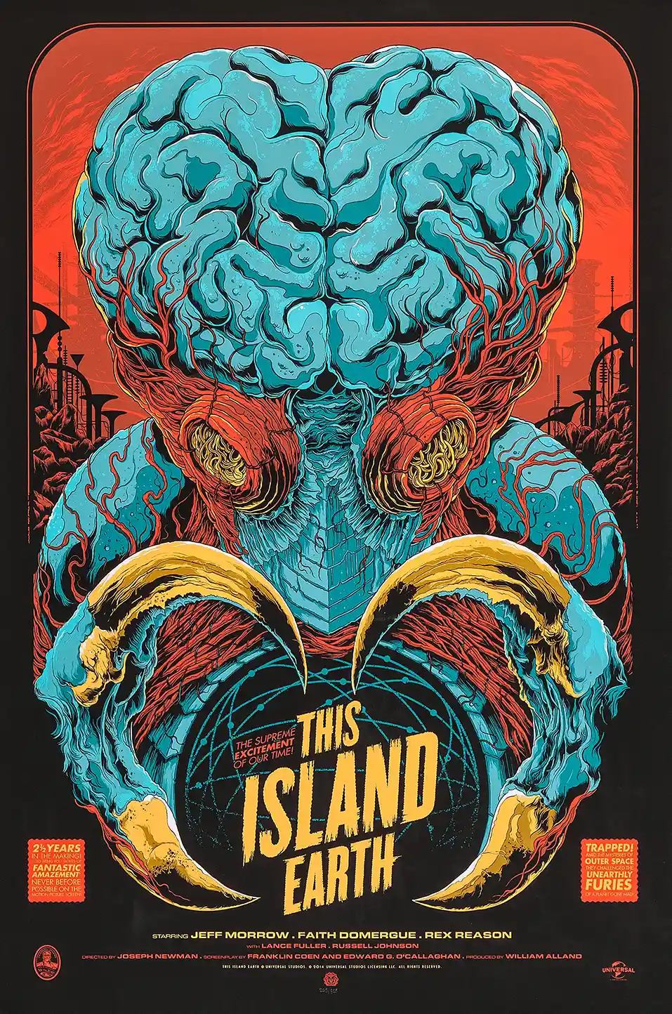 This Island Earth Mondo Poster - Metaluna Mutant Brain Creature Sci-Fi Movie Art Print