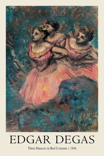Edgar Degas Three Dancers in Red Costume Impressionist Art Print