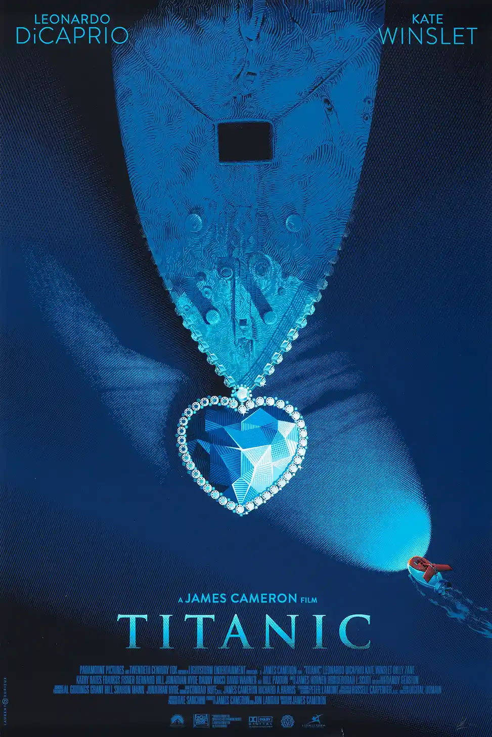 Titanic Movie Poster Laurent Durieux Mondo Art Print | Heart of the Ocean Alternate Design