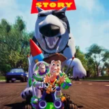 Toy Story 1995 Woody and Buzz RC Car Chase Movie Poster