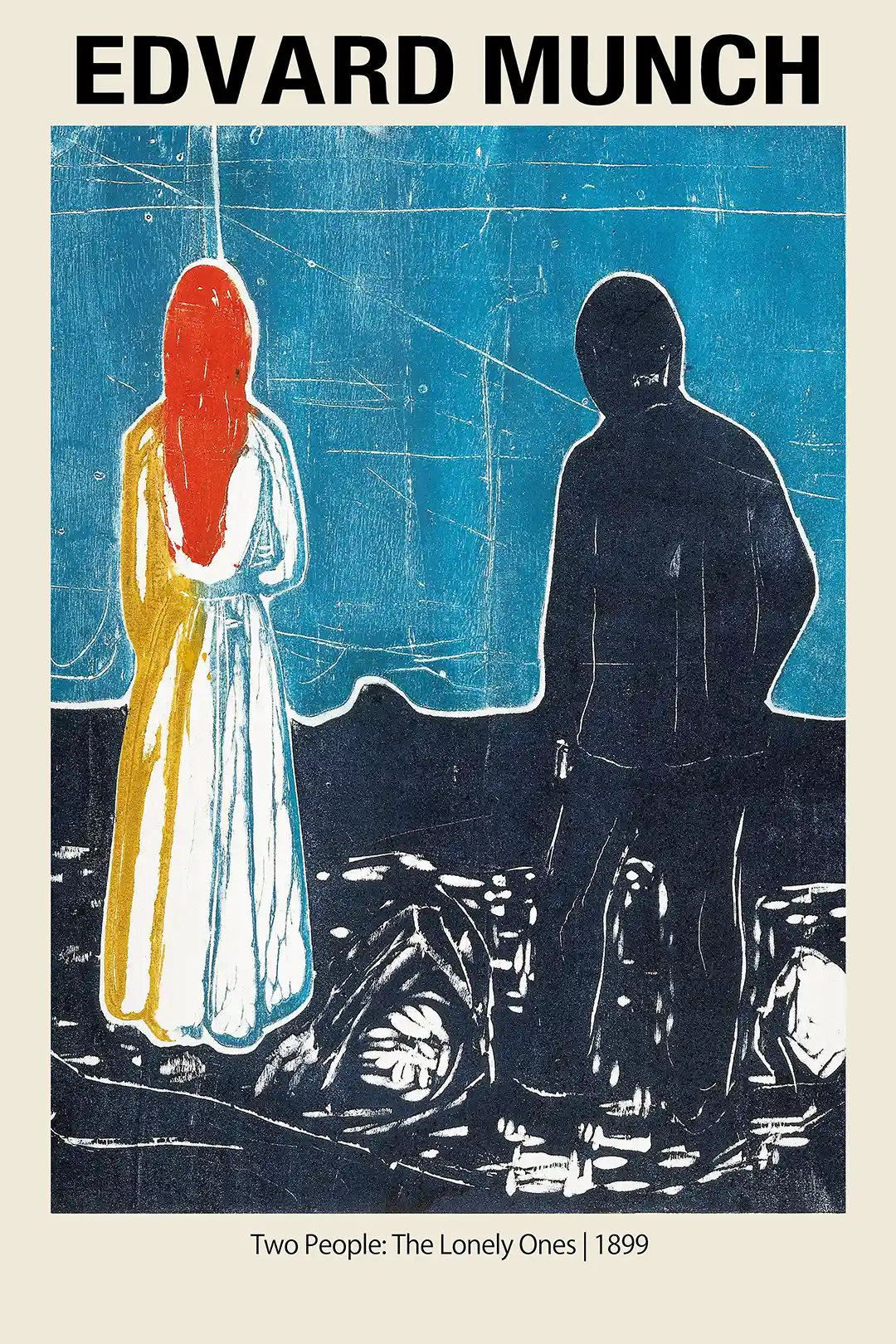 Edvard Munch 'Two People: The Lonely Ones' (1899) Expressionist Art Poster