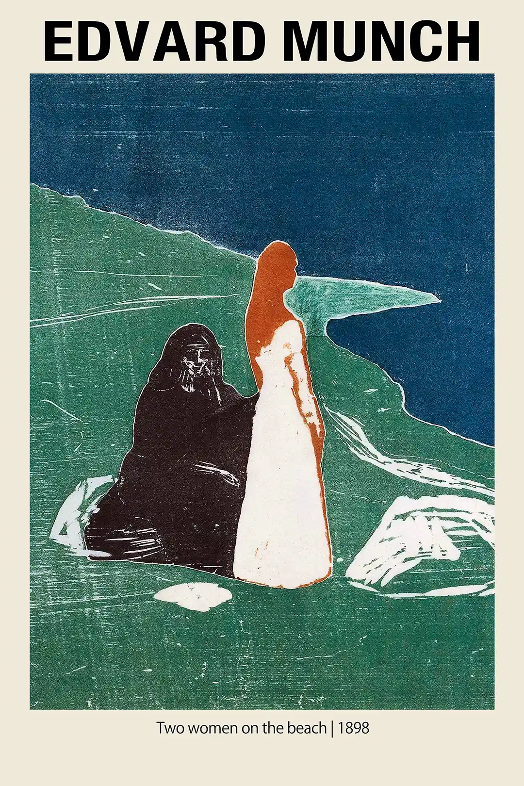 Edvard Munch "Two women on the beach" (1898) - Expressionist Art Poster