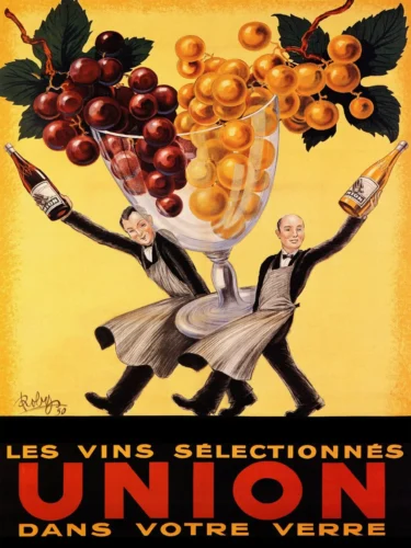 1950 Les Vins Selectionnes Union French Advertising Vintage Poster