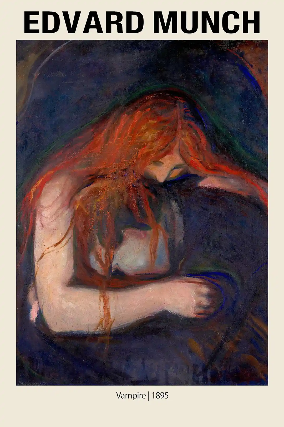 Edvard Munch's 'Vampire' (Love and Pain) 1895 Poster | Expressionist Art Print
