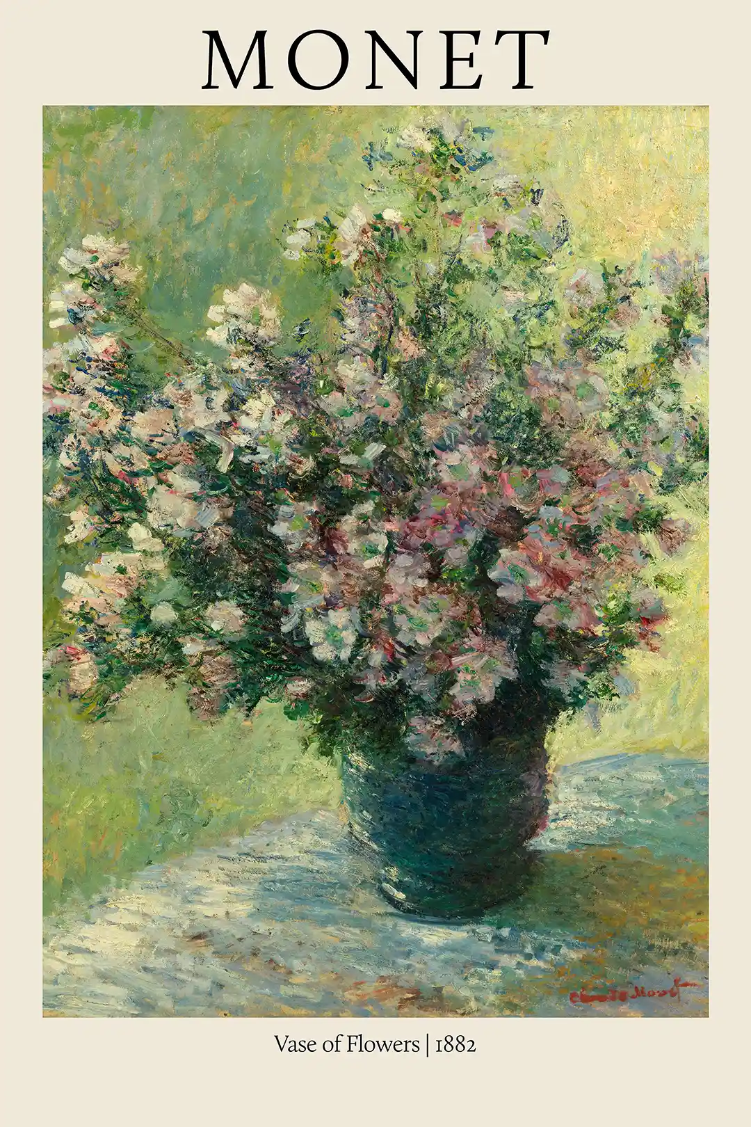 Monet "Vase of Flowers" (1882) Impressionist Painting Poster Print