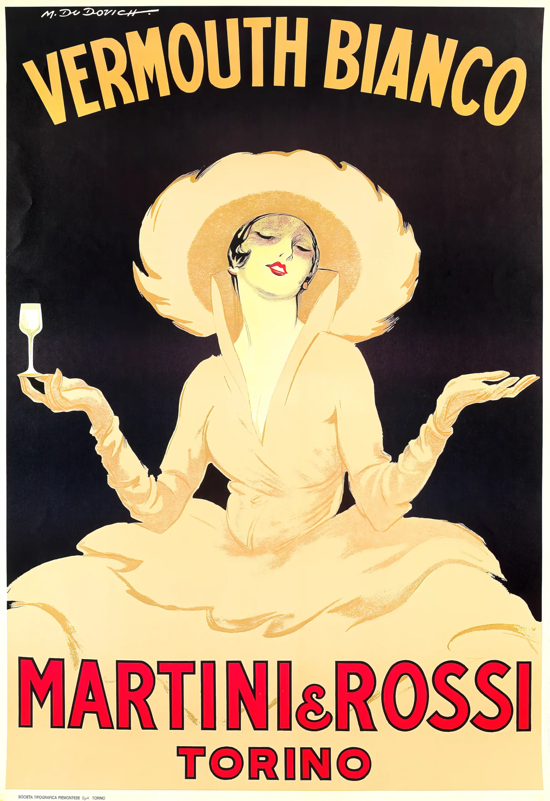 Vintage Martini & Rossi "Vermouth Bianco" Poster | M. Dudovich Art Deco Advertisement